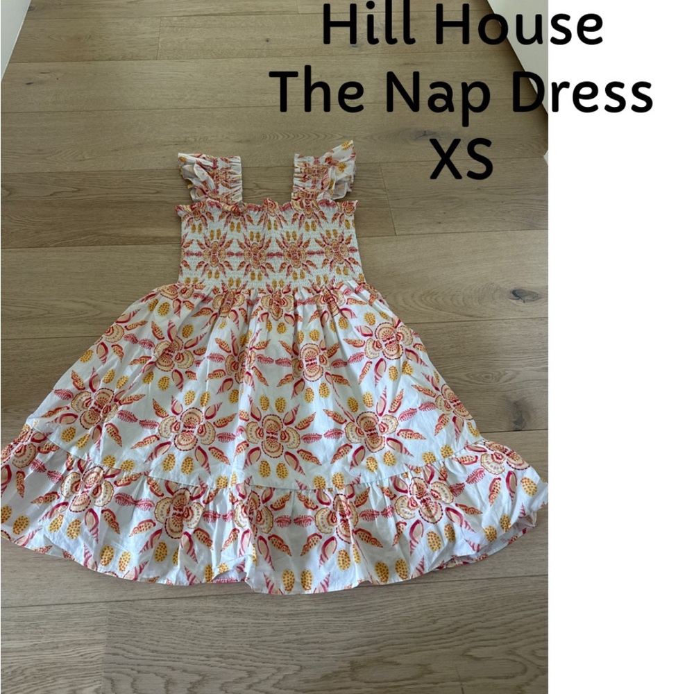 Hill House Sunflower Nap Dress - White and Orange Sz xs